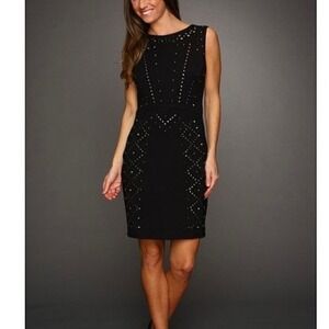 ABS By Allen‎ Schwartz Ponte Studded Sheath Dress Studs Black Womens Size 2X NWT